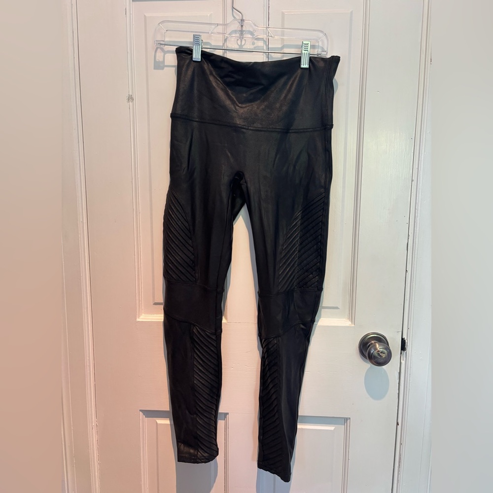 Spanx moto leggings black Large